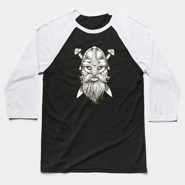 Viking Warrior II Baseball T-Shirt by BearCaveDesigns